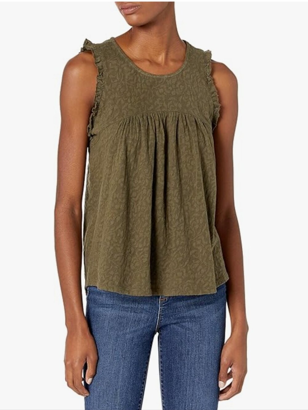 Lucky Brand Olive Green Sleeveless Peasant Tie Back Boho Blouse XS